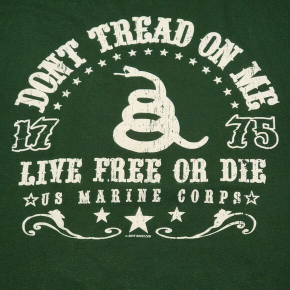 Don't Tread On Me US Marine Corps Graphic SS Green Unisex Tee - Size 2XL - Picture 1 of 5